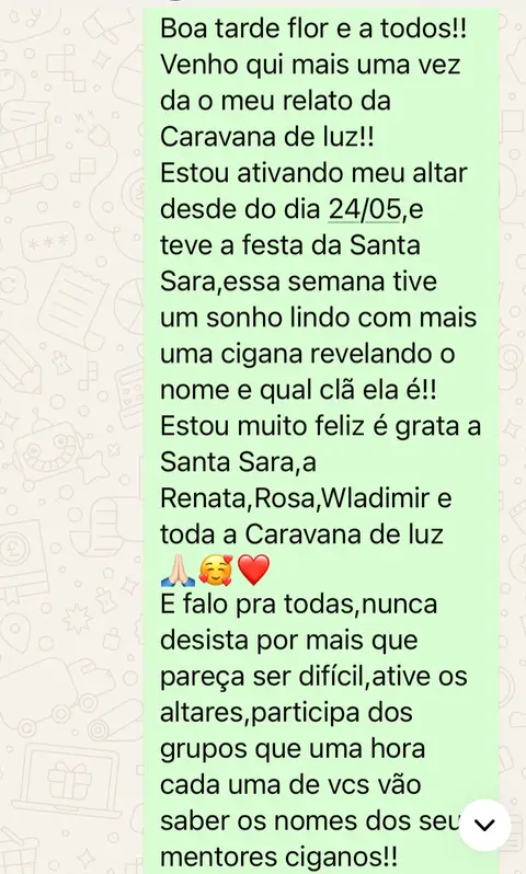 Print completo do relato de uma aluna