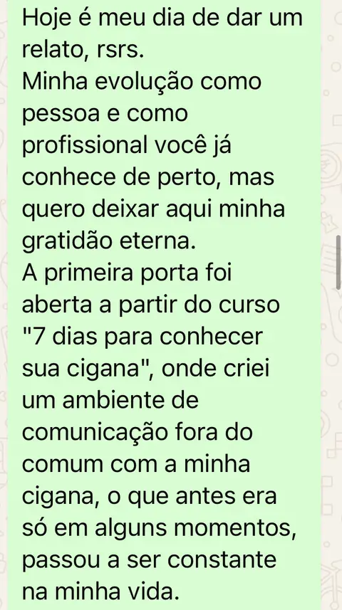 Print completo do relato de uma aluna